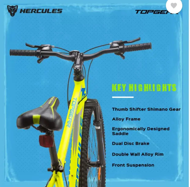top gear fahrrad Hercules TOP Gear A29 R1 Mountain Bike with Shimano Gears-Matte Acid G – Bicycle Kart
