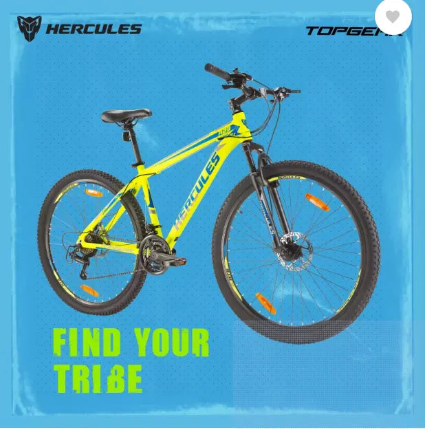 Hercules TOP Gear A29 R1 Mountain Bike with Shimano Gears-Matte Acid Green (29 Inch Wheel, Ideal for Boys)