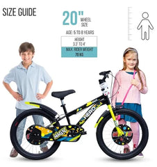 Hero Magic 20T Bicycle for Kids with Bottle & Cage | Caliper Brake | Rigid Suspension | Ideal for Kids | Black-Green