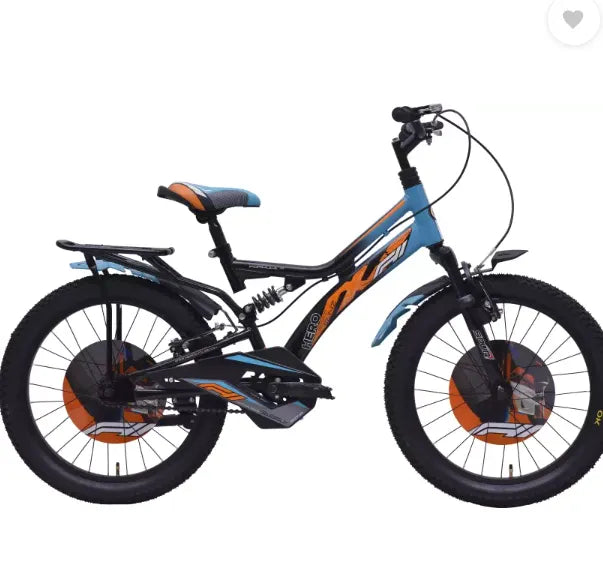 Hero F11 20T Bicycle for Kids | Dual Suspension | V Brake | Single Speed | Easy Self Assembly | Ideal for Kids 5 to 8 Years (Blue-Orange)