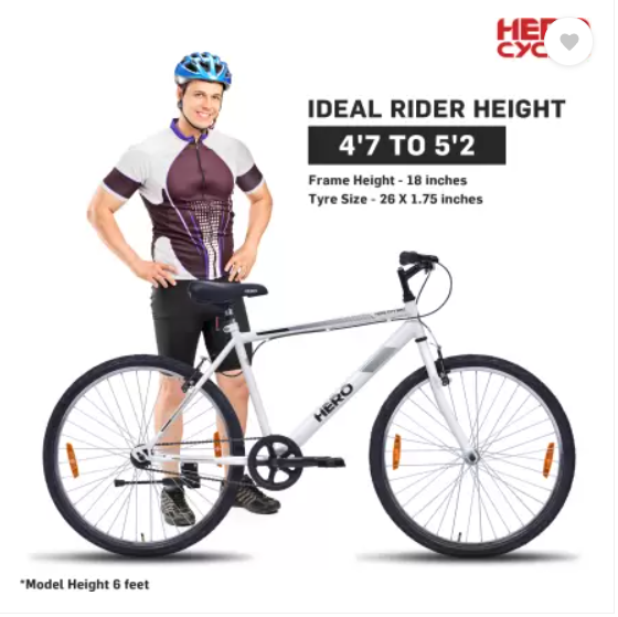 Hero Sprint Hybrid - City Bike 26 T Hybrid Cycle/City Bike  (Single Speed, White, Rigid)