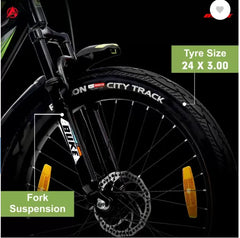 AVON MARS Semi-fat tire 24T IBC: Steel Frame 24 T Mountain Cycle  (Single Speed, Black, Only Front Suspension)