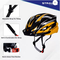 Strauss Adjustable Cycling Helmet | Cycle Helmet | Bicycle Helmet For Boys & Adults Cycling Helmet  (Yellow)