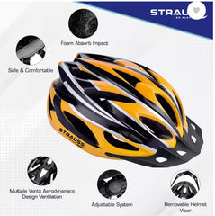 Strauss Adjustable Cycling Helmet | Cycle Helmet | Bicycle Helmet For Boys & Adults Cycling Helmet  (Yellow)