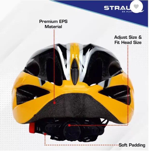 Strauss Adjustable Cycling Helmet | Cycle Helmet | Bicycle Helmet For Boys & Adults Cycling Helmet  (Yellow)