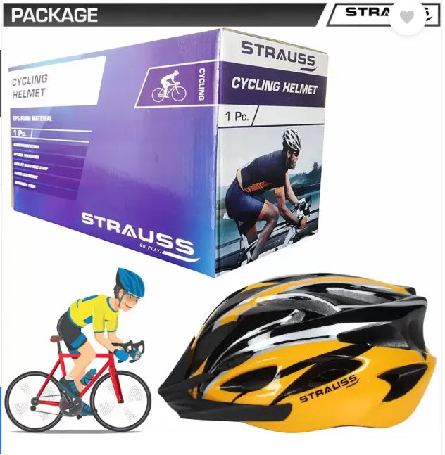 Strauss Adjustable Cycling Helmet | Cycle Helmet | Bicycle Helmet For Boys & Adults Cycling Helmet  (Yellow)