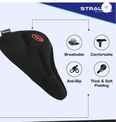 Strauss Silicone Gel Cycle Seat Cover | Bicycle Seat Cover | Cycle Seat Cushion Bicycle Seat Cover Free Size  (Black)