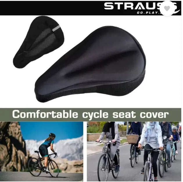 Strauss Silicone Gel Cycle Seat Cover | Bicycle Seat Cover | Cycle Seat Cushion Bicycle Seat Cover Free Size  (Black)