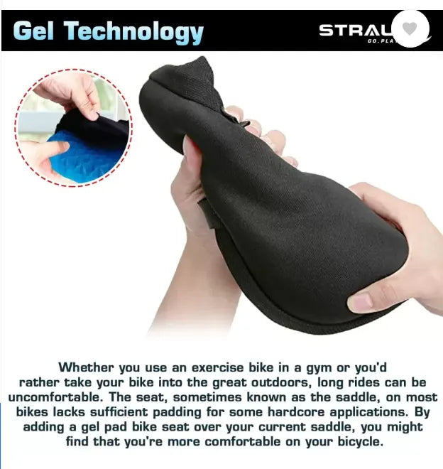 Strauss Silicone Gel Cycle Seat Cover | Bicycle Seat Cover | Cycle Seat Cushion Bicycle Seat Cover Free Size  (Black)