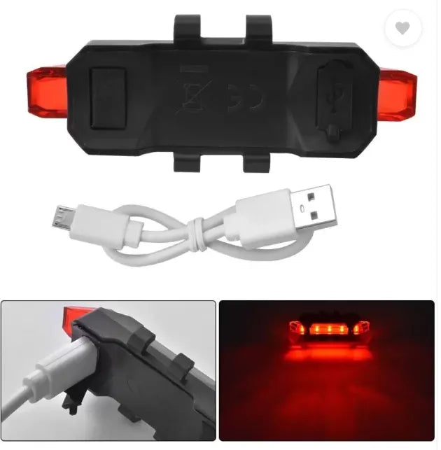 Dark Horse Imported Bicycle Rear Light 5 LED USB Rechargeable Waterproof LED Rear Break Light  (Red)