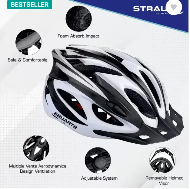 Strauss Adjustable Cycling Helmet | Cycle Helmet | Bicycle Helmet For Boys & Adults Cycling Helmet  (White)