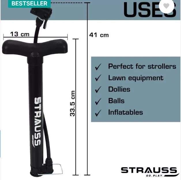 Strauss Double Action, Air Bicycle Pump  (Black)