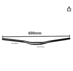 Schrodinger 20078 Bicycle Cycle Cycling BMX Road Steel Alloy Handlebar Handle Bar Dia. 31.8mm x 22mm x 600mm(length) Black Powdercoated