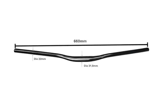 Schrodinger 20079 Bicycle Cycle Cycling BMX Road Long Alloy Handlebar Handle Bar Dia. 31.8mm x 22mm x 660mm(length) Black Powdercoated