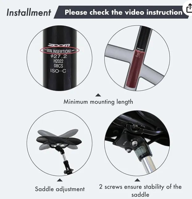 DJC Bike Suspension Seatpost Shock Absorber Damper Post 27.2 30.9 31.6 mm, Lightweight Aluminum Body