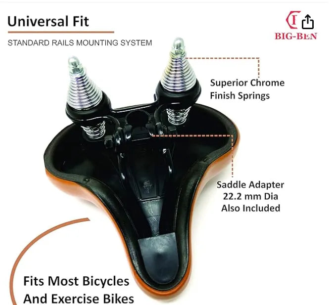 Big-Ben Comfortable Bike Seat for Men and Women,Oversize Bicycle Saddle with Soft Cushion Improves Comfort for Mountain Bike, Road Bicycle, Hibrid and