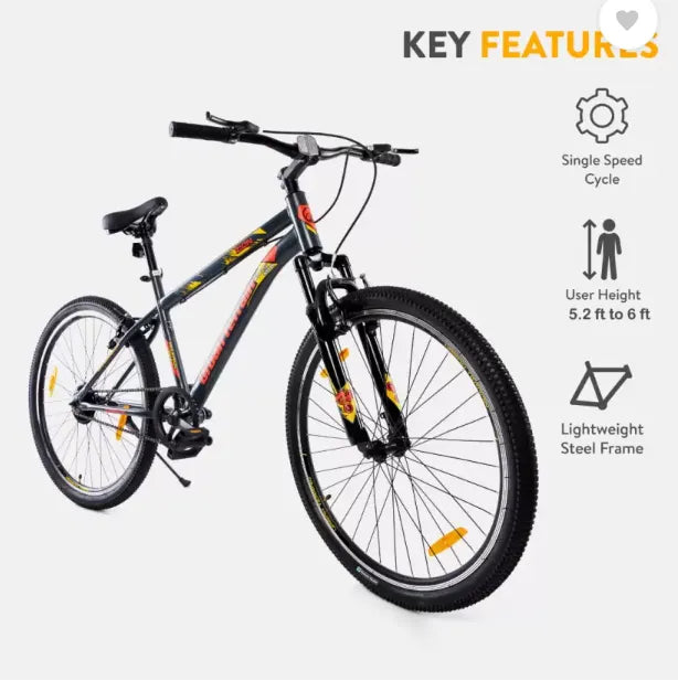 Urban Terrain Zion Cycles Mountain Bike with Cycling Event Ride Tracking App T Road Cycle (Single Speed, Red, Only Front Suspension)