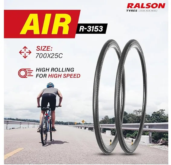 Ralson 700*25C | City Bike Nylon Black Tyre | Side Grooves For Stable Cornering (R-3153)