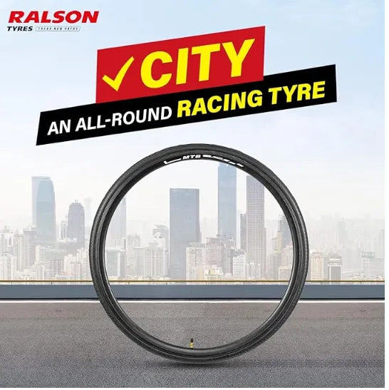 Ralson 700*25C | City Bike Nylon Black Tyre | Side Grooves For Stable Cornering (R-3153)