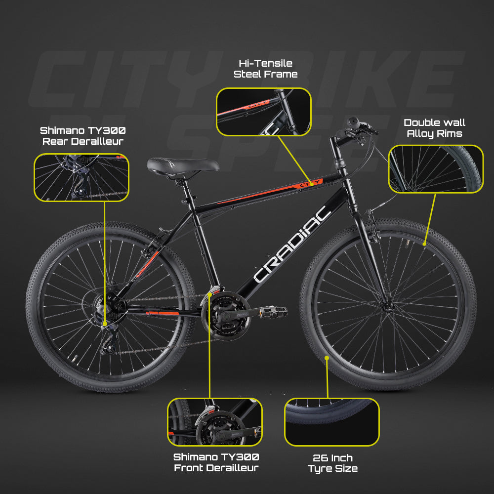 CRADIAC CITY BIKE 26 21 SPD BLACK