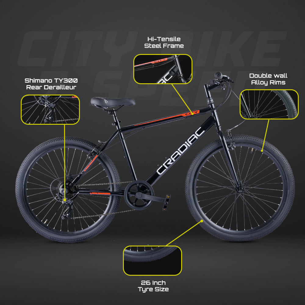 CRADIAC CITY BIKE 26 7 SPD BLACK