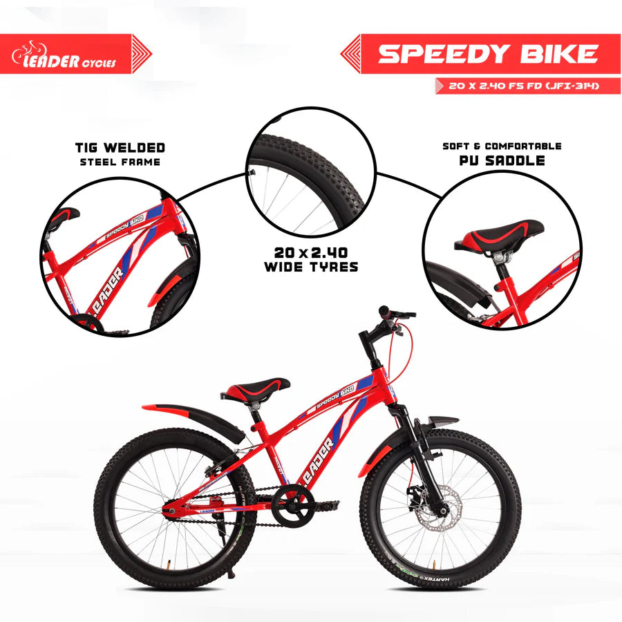 LEADER Speedy Bike 20T Kids Cycle Ideal for 7-10 years Age 20 T Mountain Cycle  (Single Speed, Black, Rigid)