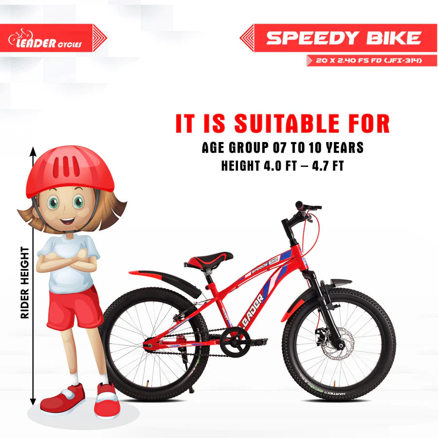 LEADER Speedy Bike 20T Kids Cycle Ideal for 7-10 years Age 20 T Mountain Cycle  (Single Speed, Black, Rigid)