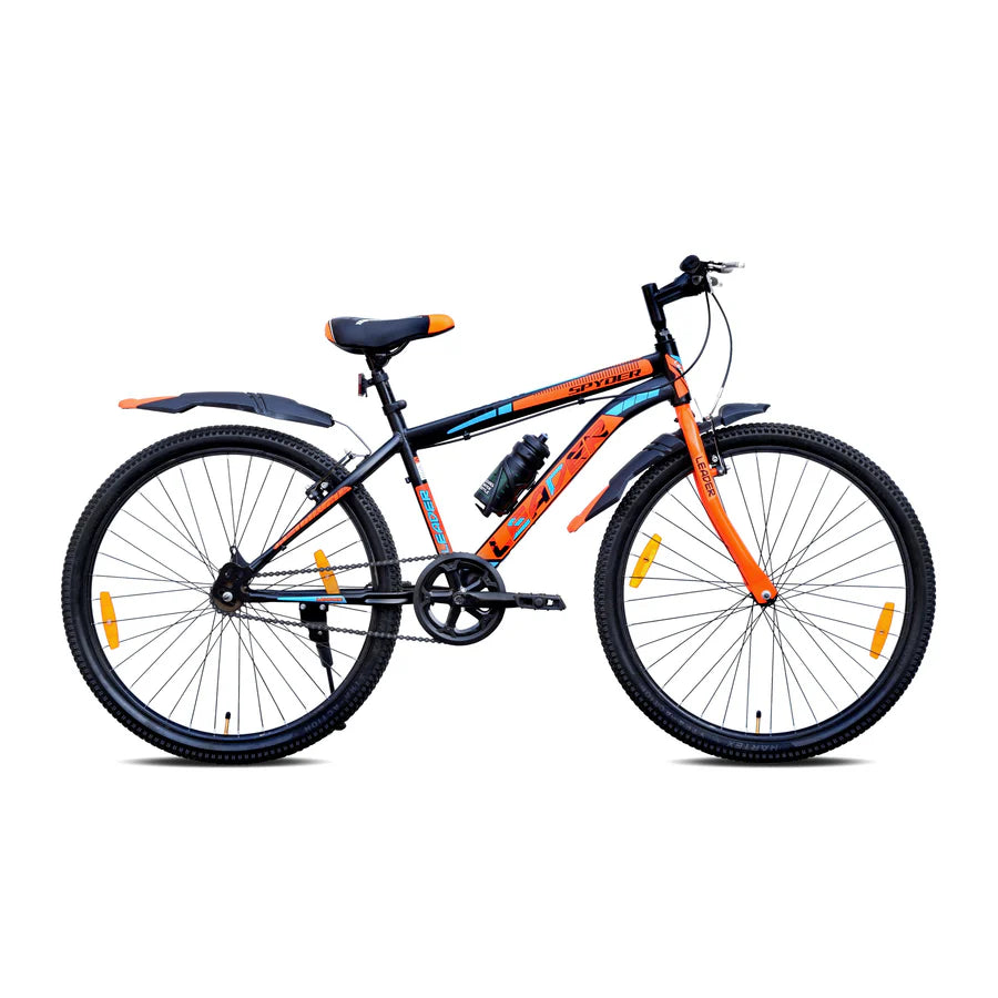 LEADER Spyder MTB Cycle/Bike with Complete Accessories 27.5 T Mountain Cycle  (Single Speed, Black, Orange, Rigid)