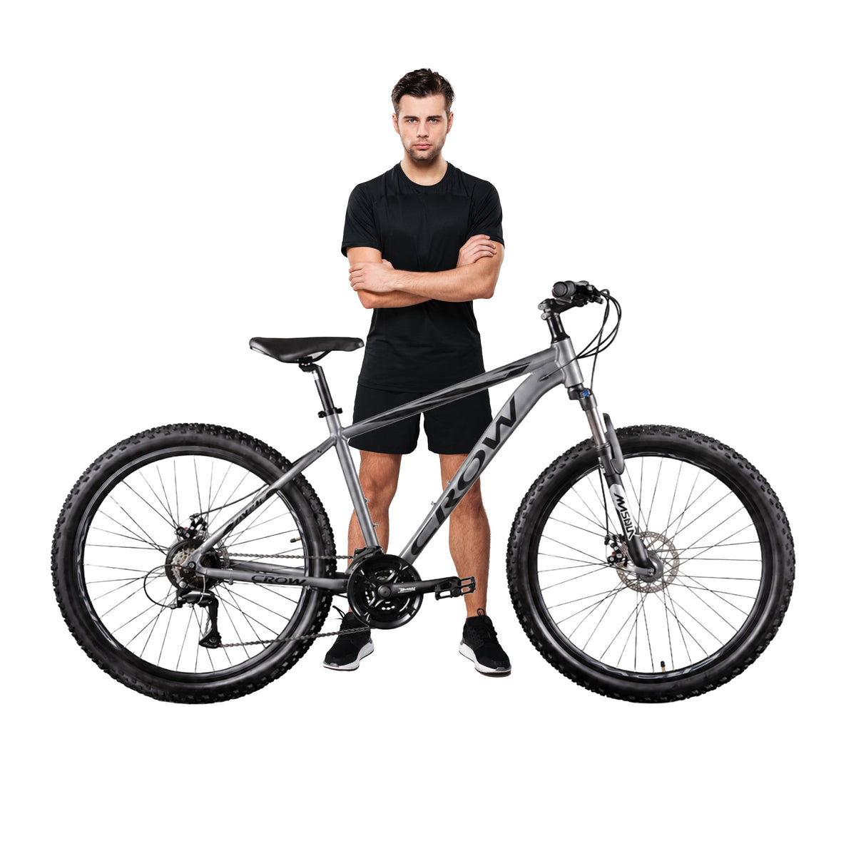 CROW - Legacy 24 Speed | 27.5 Inch Mountain Bike | 24 Speed Shimano Gear | Shimano Hydraulic Disc Brakes | SR Suntour Lockout Suspension | Aluminium Frame | Unisex | Ideal for 5.4 to 5.8 FT+