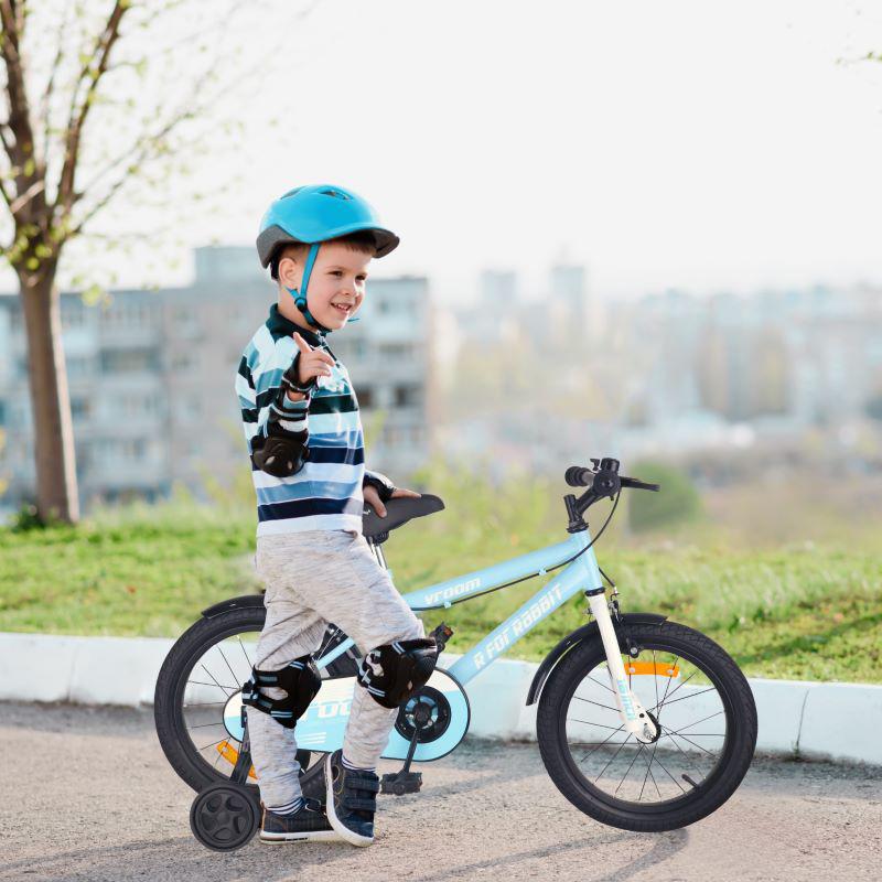 R for Rabbit Vroom Bicycle For Kids 16 Inch With 90% Plug And Play For Ease Of Installation, Wide Training Wheels, Adjustable Seat, 4-7yrs, Upto 40kgs