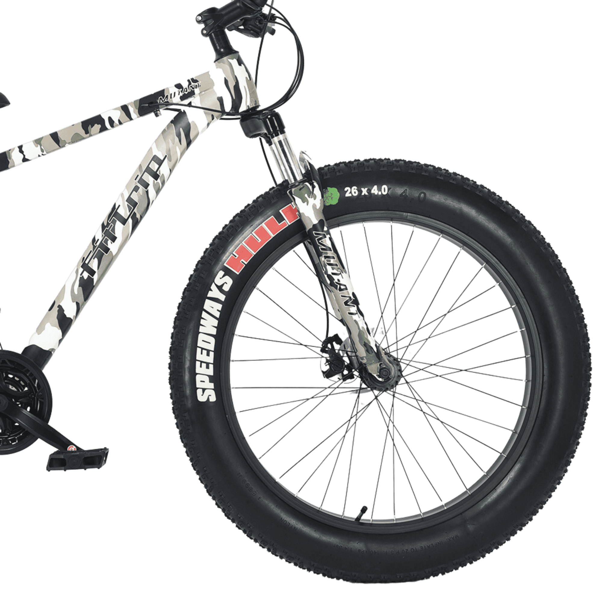 FitTrip Mutant 24 Speed White Camo 26 T Fat Tyre Cycle  (24 Gear, White, Only Front Suspension)