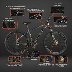 CRADIAC - XC 900 GEN 4 | 24 Gear Cycle for Boys | 27.5 INCH Alloy Cycle for Men | 24 Speed Mountain Bike with Aluminium Frame, Disc Brakes & Zoom Lockout Suspension | Hydraulic Disc Brakes