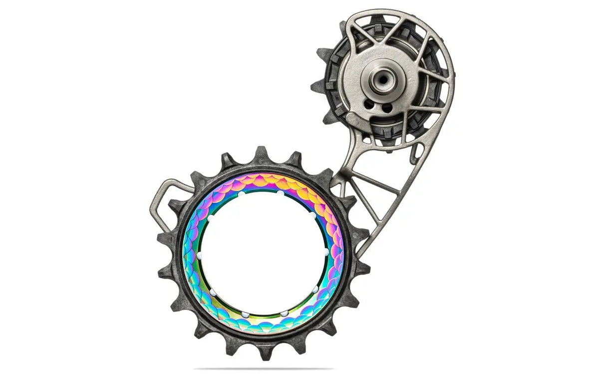 Absolute Black, Hollowcage® Titanium ceramic oversized derailleur pulley cage Shimano 9250