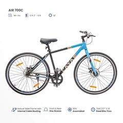 CAYA Air 700C Cycle with Front & Rear Disc Brake I Ideal for: Adults Above 14 Year I Frame Size: 18" | Ideal Height: 5 ft 2 inch - 6 ft I Unisex Hybrid Bike | 95% Assembled (Glossy Jet Black)