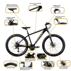 CROW - Legend X 21 Speed| 6061 Alloy Cycle 29T 21 Speed Gear Bicycle for Men with Front DARCTEK Lockout Suspension & Hydraulic Disc Brake Mountain Bike | Ideal for 15+ Years, Unisex