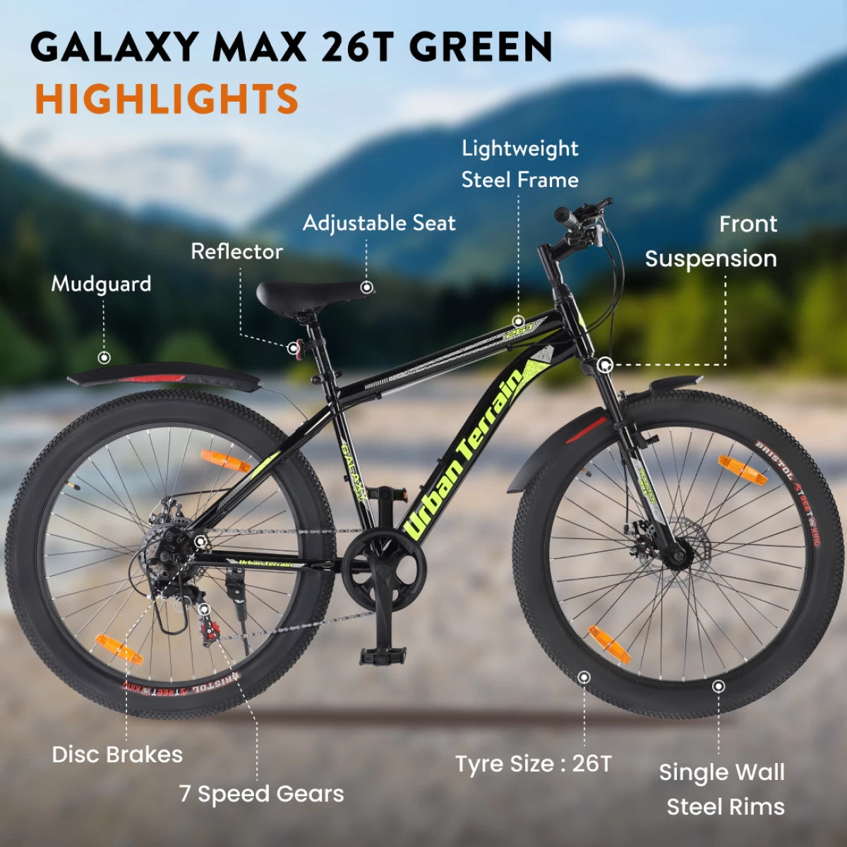 Urban Terrain Max Geared High Performance MTB Green