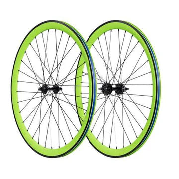 Bicycle Rim 26 Inch Fully Laced - Double Wall Alloy (Single Piece) Rear Single speed / Green