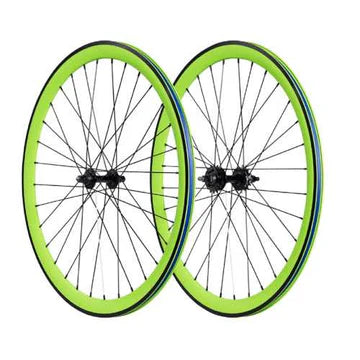 Bicycle Rim 26 Inch Fully Laced - Double Wall Alloy (Single Piece) Rear Geared Cassette/ Green