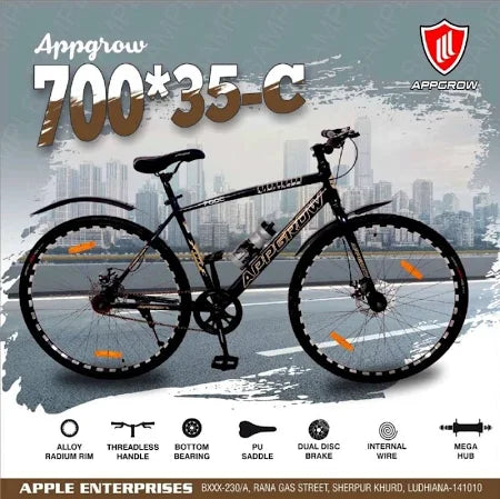 Appgrow Limitless 700C T Hybrid Cycle/City Bike  (Single Speed, Black, Gold, Rigid)